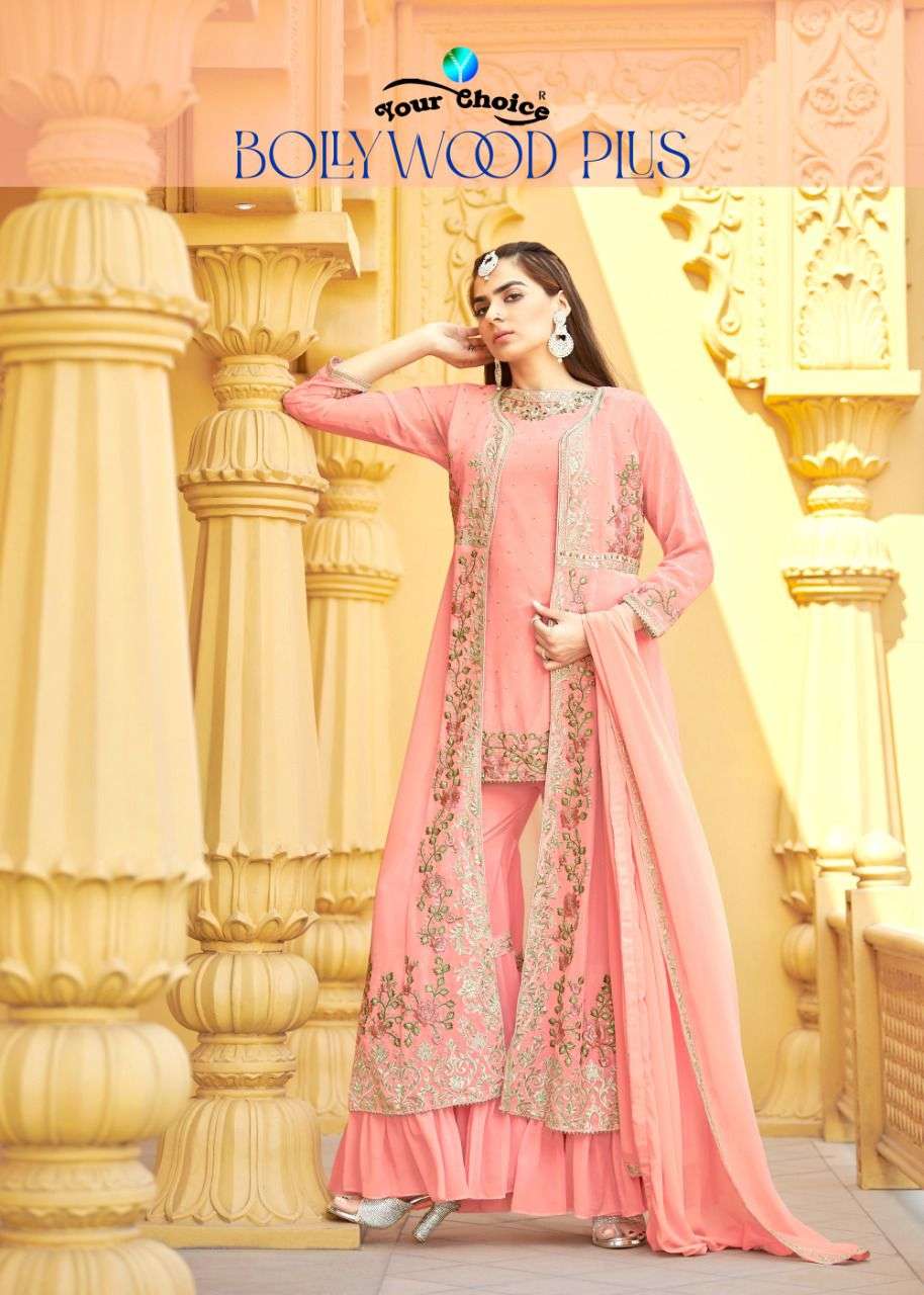 BOLLYWOOD PLUS BY YOUR CHOICE 4213 TO 4217 SERIES GEORGETTE WORK SHRUG & SHARARAS