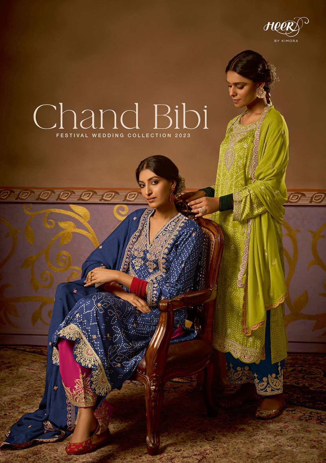 CHAND BIBI BY HEER 8941 TO 8948 SERIES PURE RUSSIAN PRINT HEAVY WORK DRESSES
