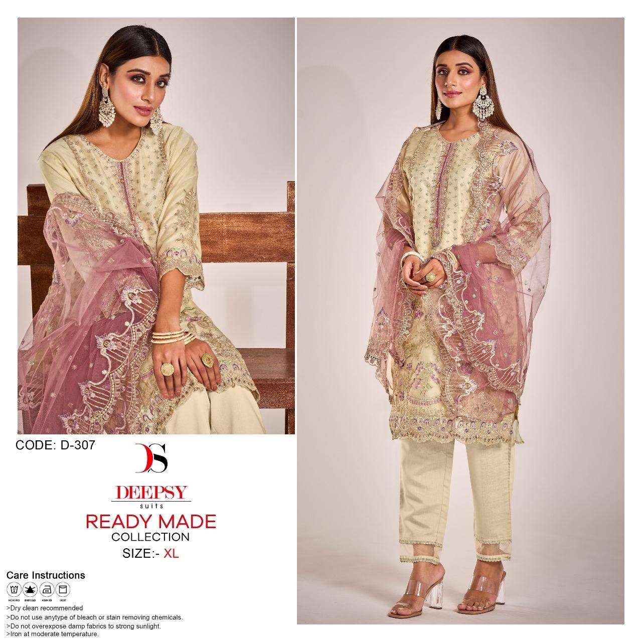 D-307 COLOURS BY DEEPSY SUITS 307-A TO 307-C SERIES ORGANZA WORK STITCHED DRESSES