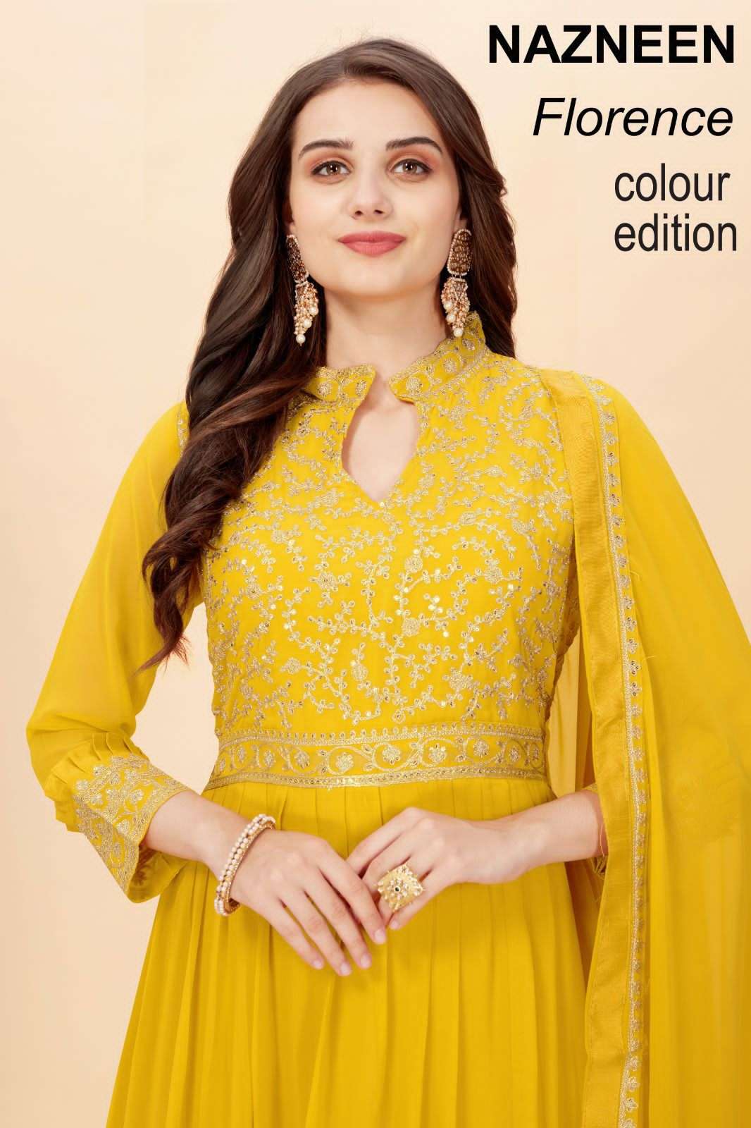 FLORENCE COLOUR EDITION BY NAZNEEN 1122-A TO 1122-E SERIES FAUX GEORGETTE ANARKALI DRESSES