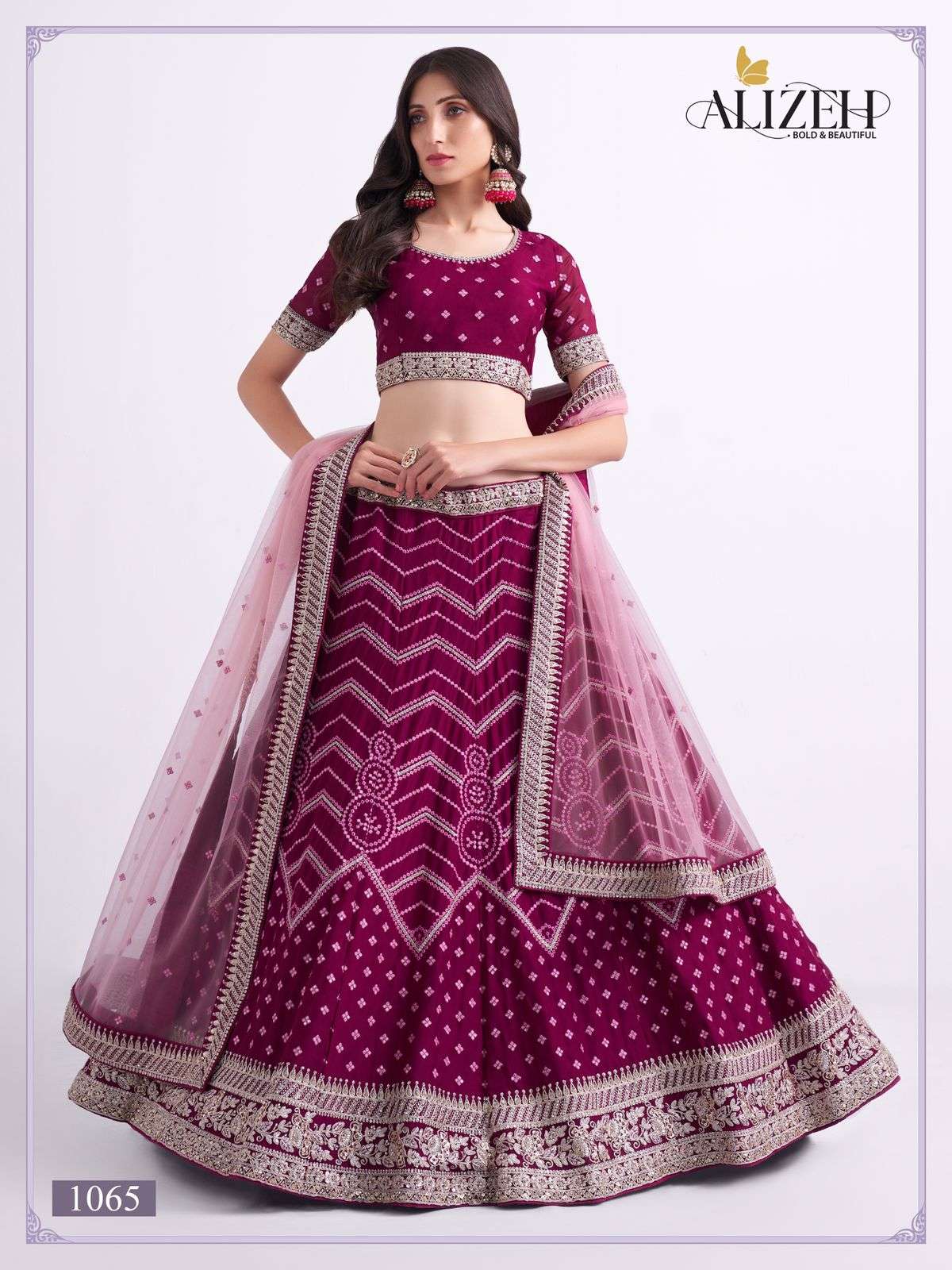 BRIDAL HERITAGE 1065 BY ALIZEH SILKY GEORGETTE HEAVY WORK BRIDAL LEHENGA