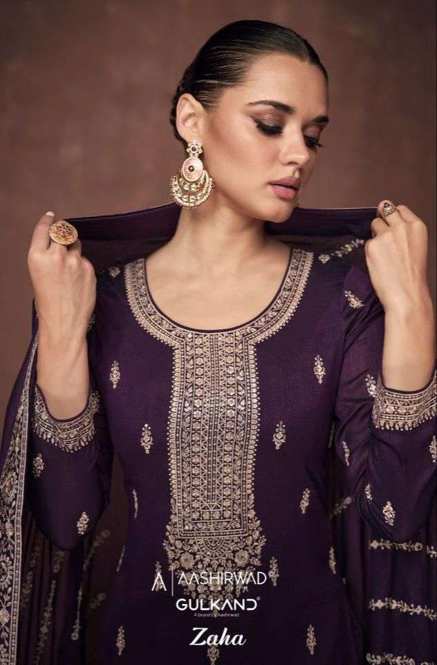 GULKAND ZAHA BY AASHIRWAD CREATION 9582 TO 9586 SERIES PREMIUM SILK WORK DRESSES