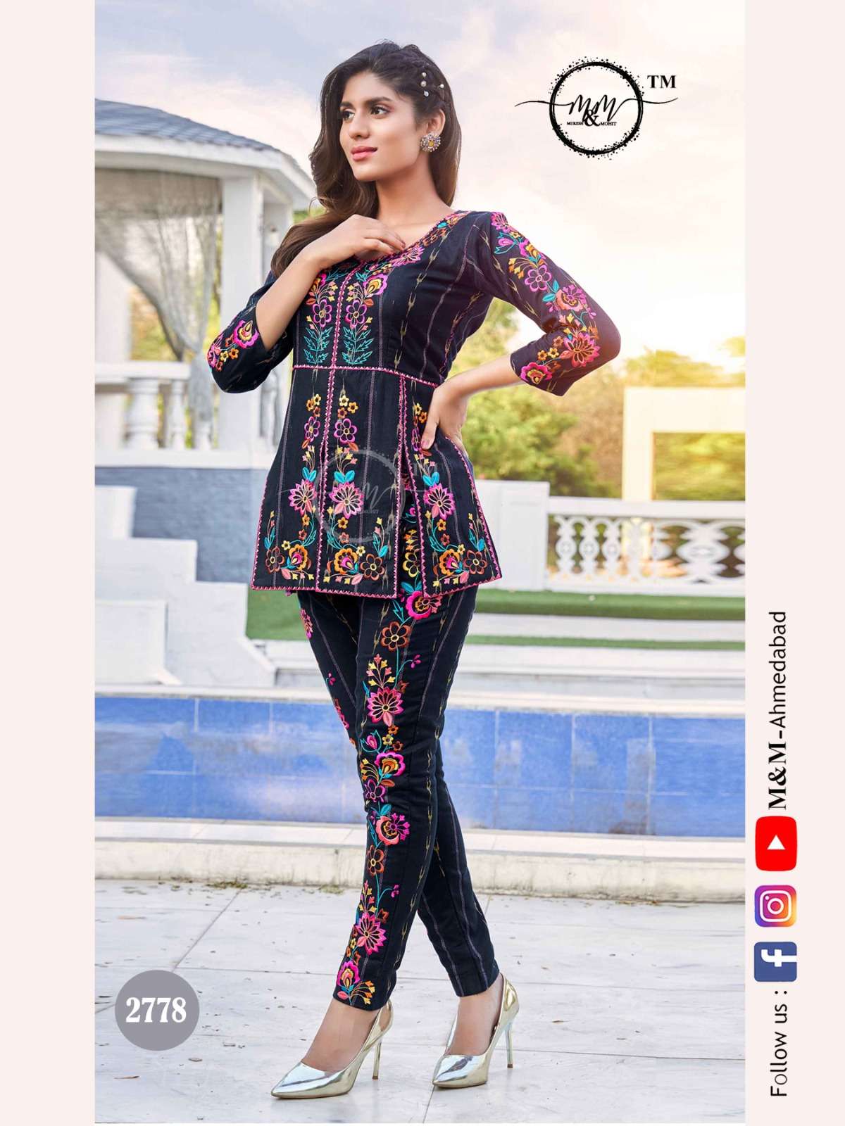 M&M 2778 HIT DESIGN BY M&M PURE COTTON INDO WESTERN WORK C-ORD SET