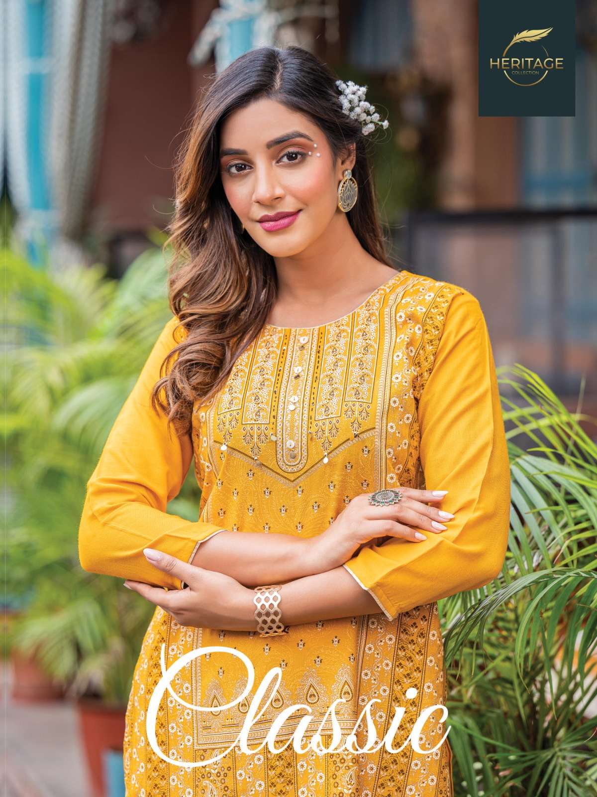 CLASSIC BY HERITAGE 101 TO 108 SERIES RAYON EMBROIDERY KURTI & PANTS