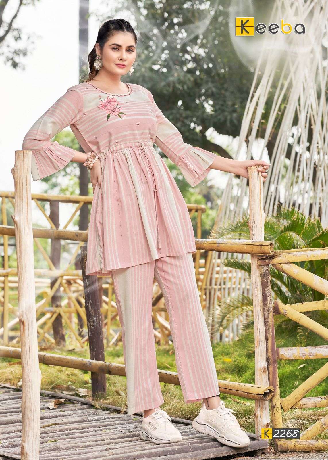 KEEBA CORD-SET BY AQSAWHOLESALE 2268 TO 2272 SERIES FANCY WORK TOP & PANTS