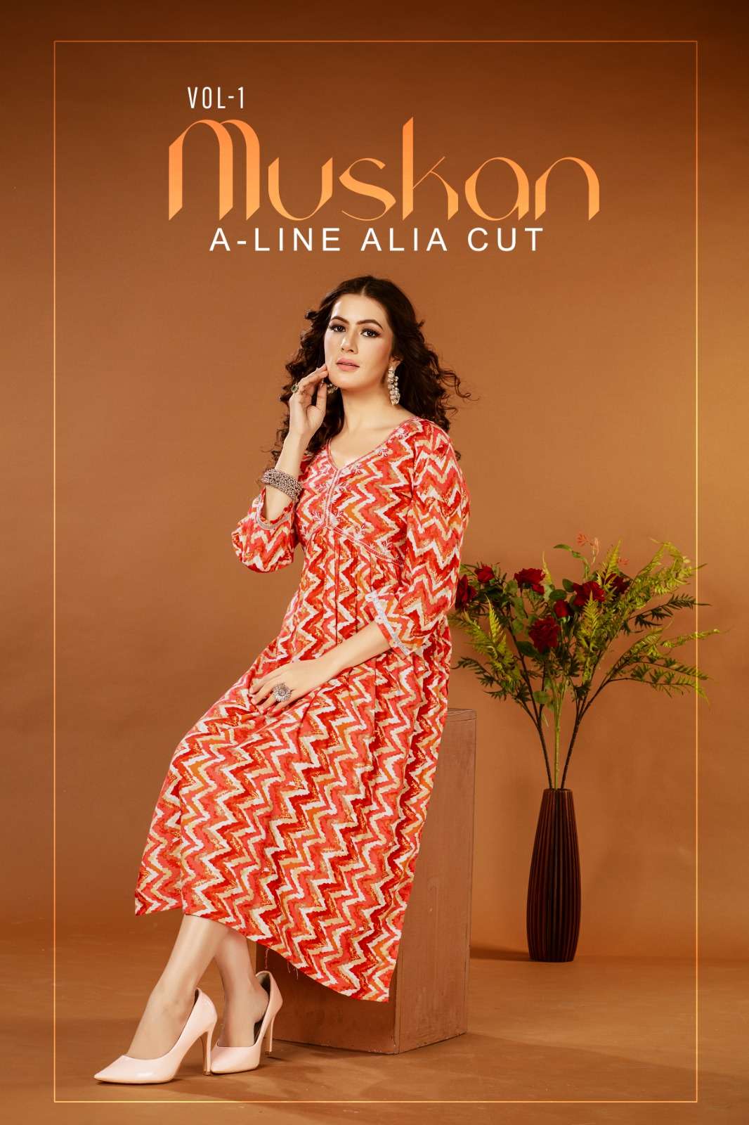 MUSKAN BY VIYAA DESIGNER 101 TO 106 SERIES RAYON FOIL PRINT LONG KURTIS