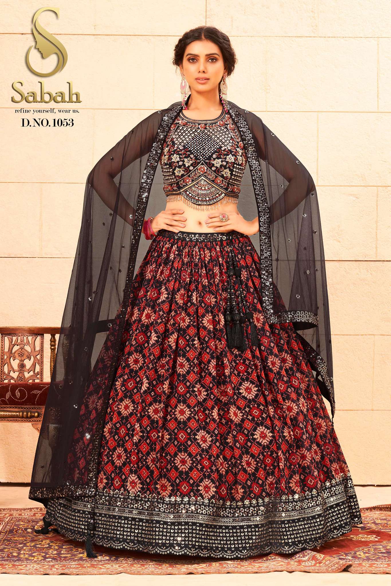 NAYAB BY SABAH 1051 TO 1059 SERIES NET FAUX GEORGETTE HEAVY WORK BRIDAL LEHENGAS
