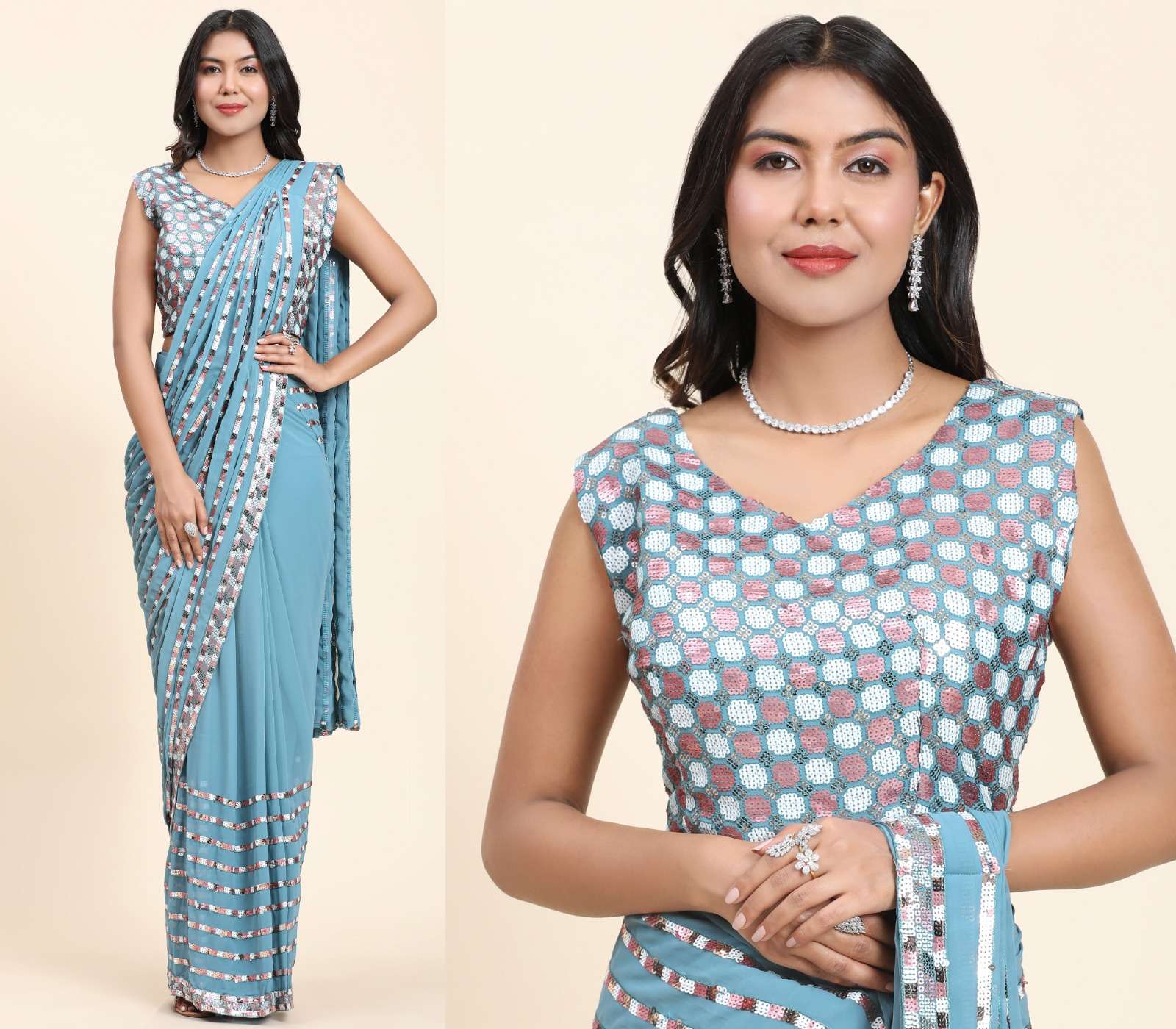 A-248 COLOURA BY AMOHA 249-A TO 248-D SERIES PURE GEORGETTE SEQUENCE STITCHED SAREES