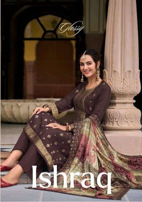 ISHRAQ BY GLOSSY 9001 TO 9008 SERIES PURE JACQUARD WORK DRESSES