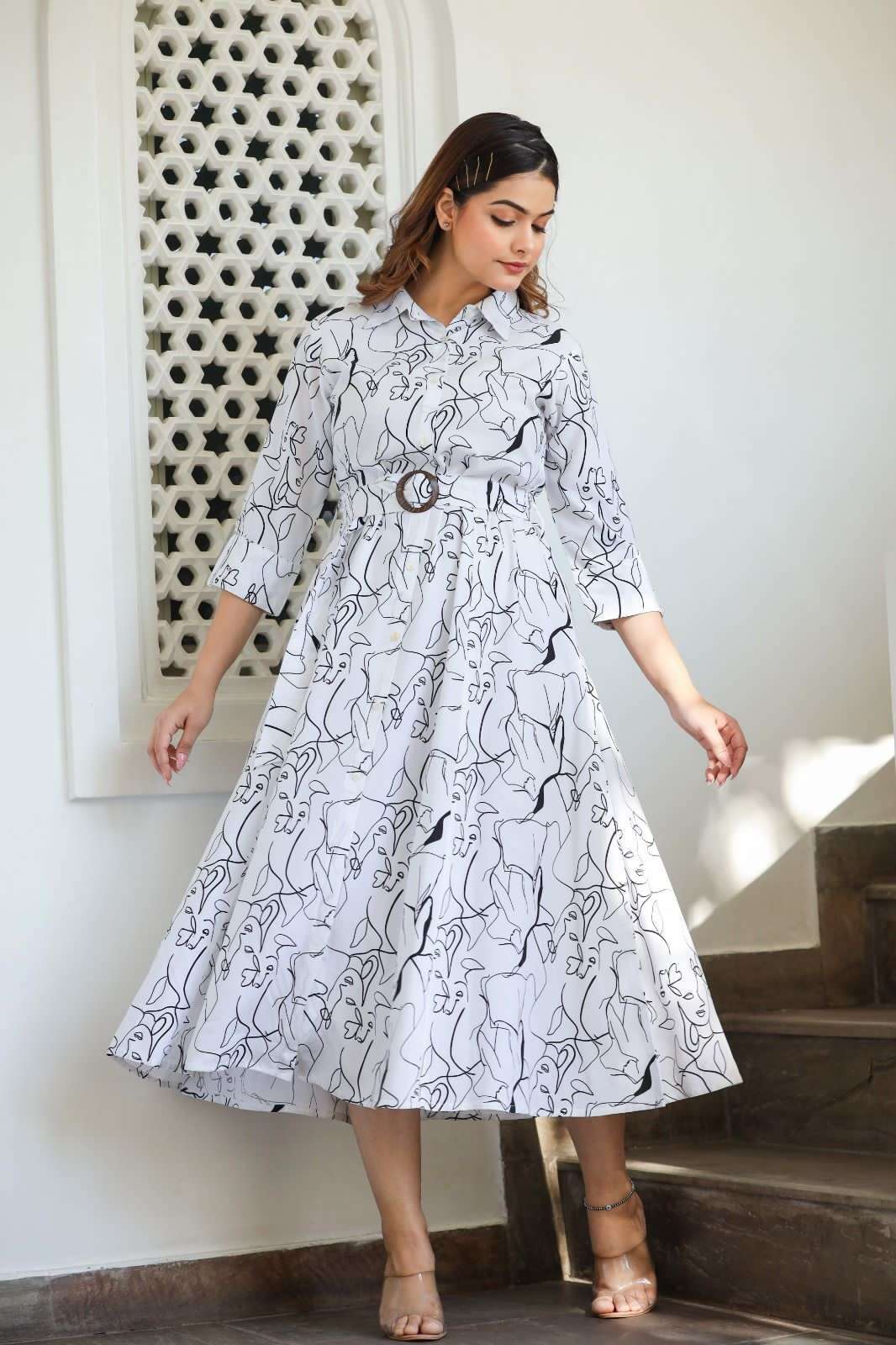 LITCHI TUNICS BY AQSAWHOLESALE FANCY PRINT WORK KURTI WIRH BELT