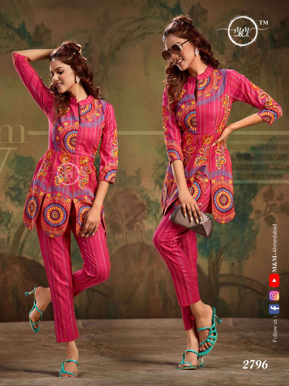 M&M 2796 HIT DESIGN BY M AND M PURE COTTON EMBRODIERY WORK TOP AND PANT
