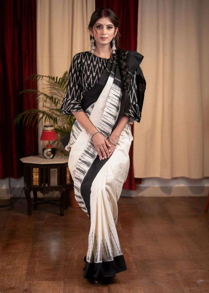 NT-402 HIT DESIGN BY AQSAWHOLESALE MUL MUL COTTON SILK PRINT WORK SAREE