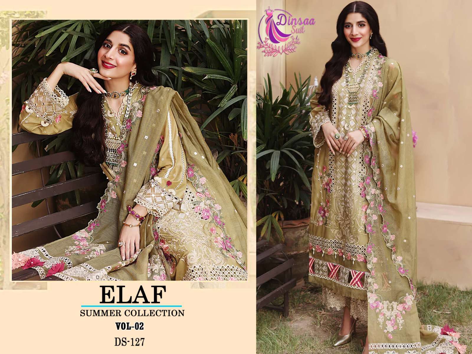 DS-127 HIT DESIGN BY DINSAA SUIT PURE COTTON EMBROIDERY PAKISTANI DRESS