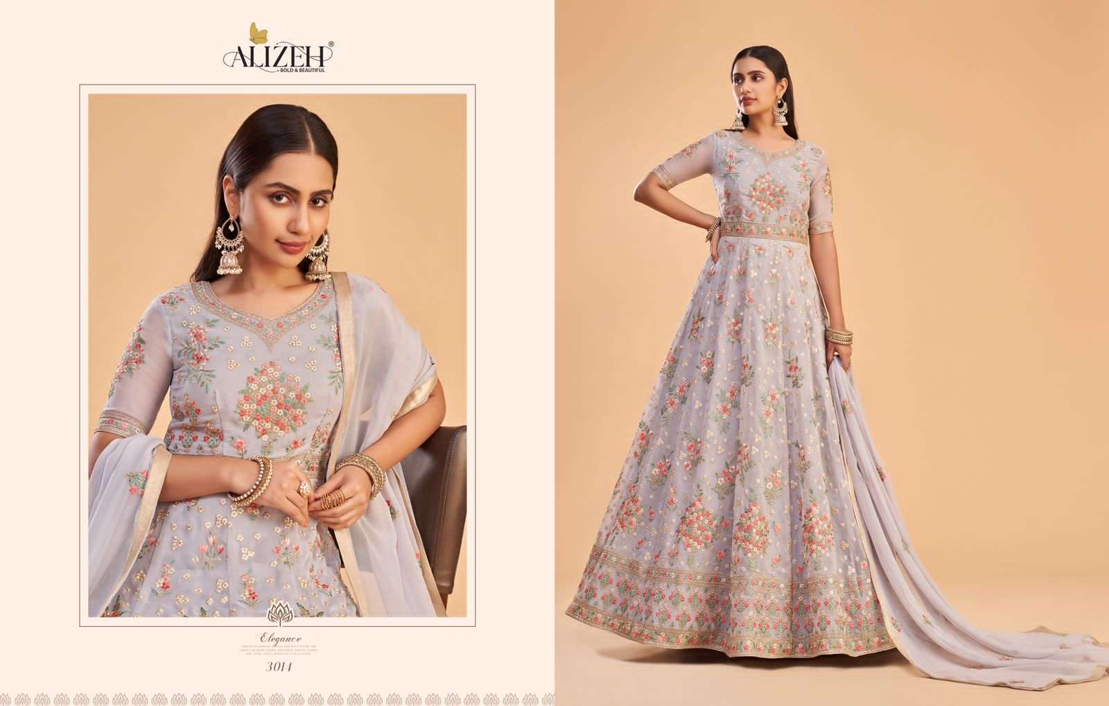 GULBAHAR 3014 HIT DESIGN BY ALIZEH GEORGETTE HEAVY EMBRODIERY WORK BRIDAL LEHENGA