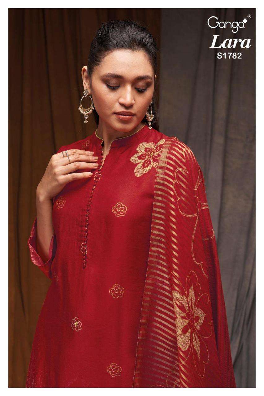 LARA BY GANGA FASHIONS 1782-A TO 1782-D SERIES SILK EMBROIDERY WORK DRESSES