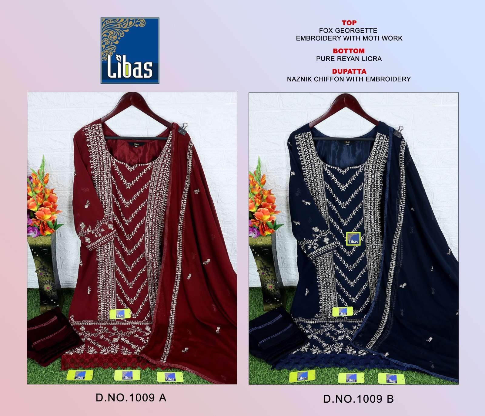 LIBAS 1009 NX BY LIBAS FAUX GEORGETTE EMBROIDERY READYMADE PAKISTANI DRESSES