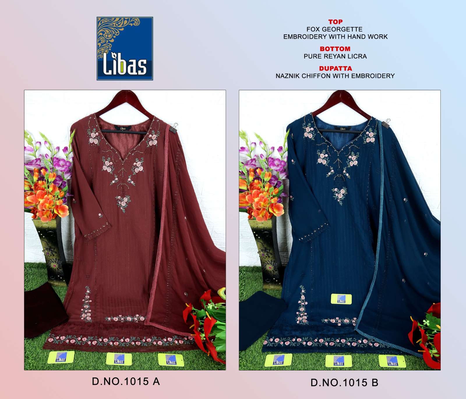 LIBAS 1015 NX BY LIBAS FAUX GEORGETTE EMBROIDERY PAKISTANI READYMADE DRESSES