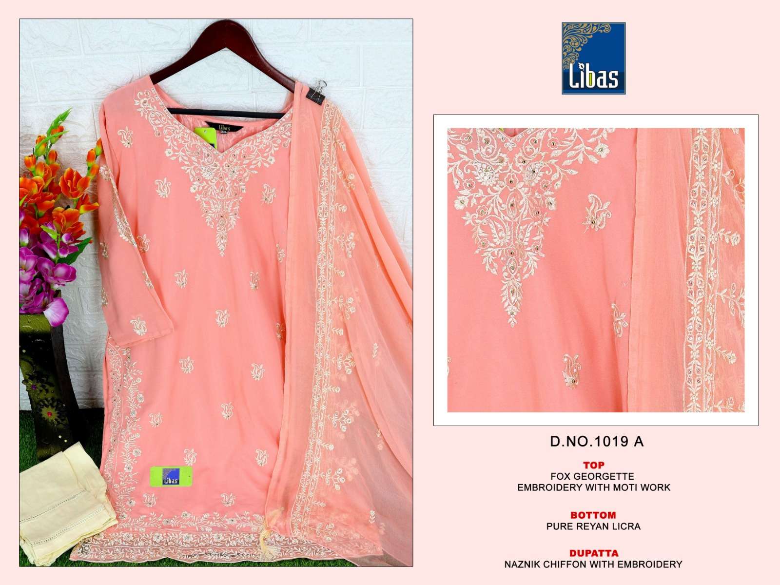 LIBAS 1019 HIT DESIGN BY LIBAS FAUX GEORGETTE EMBROIDERY READYMADE DRESS