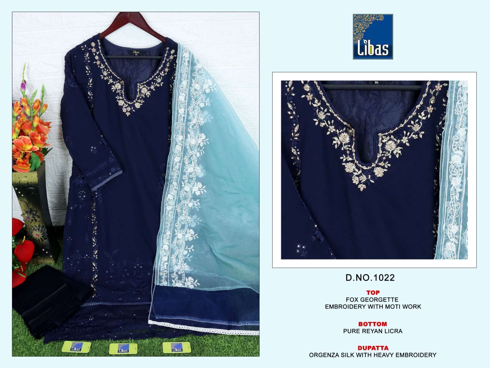 LIBAS 1022 HIT DESIGN BY LIBAS FAUX GEORGETTE EMBROIDERY READYMADE PAKISTANI DRESS
