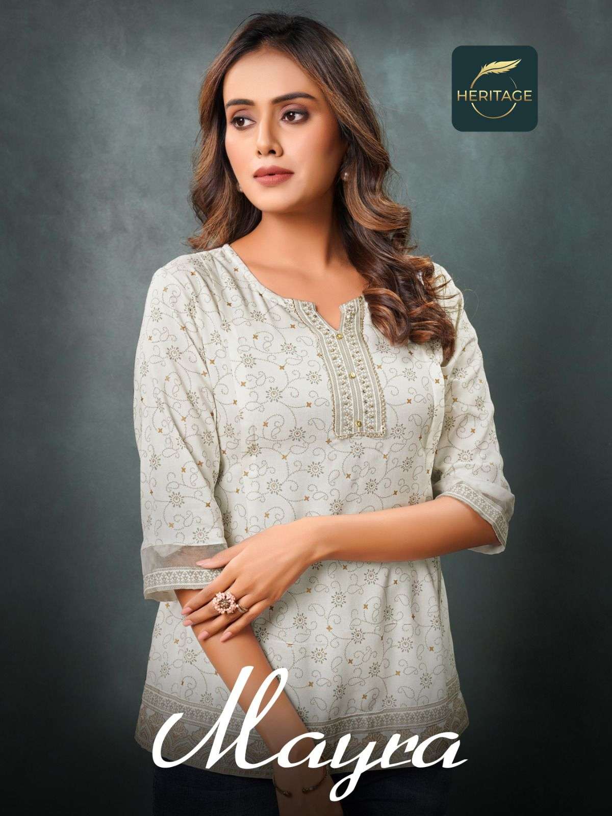 MAYRA BY HERITAGE 01 TO 08 SERIES RAYON PRINT HAND WORK TOPS