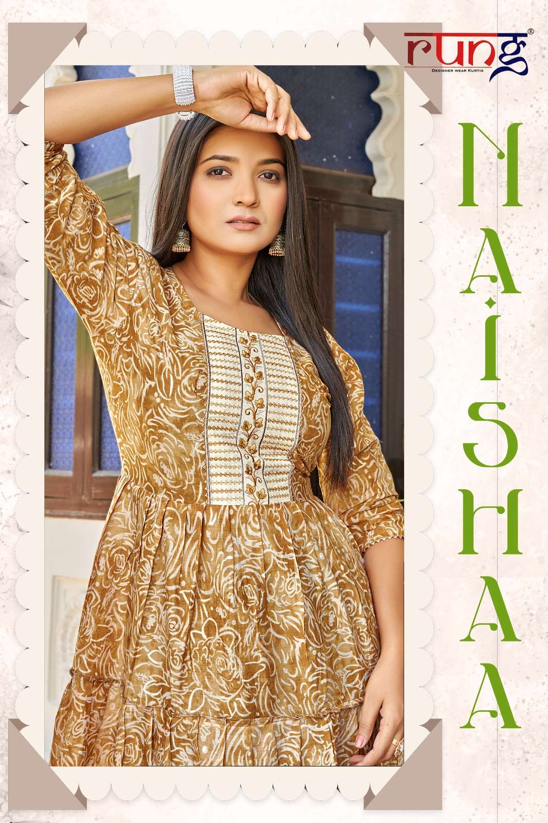 NAISHAA BY RUNG 01 TO 06 SERIES MUL COTTON EMBROIDERY WORK TUNICS