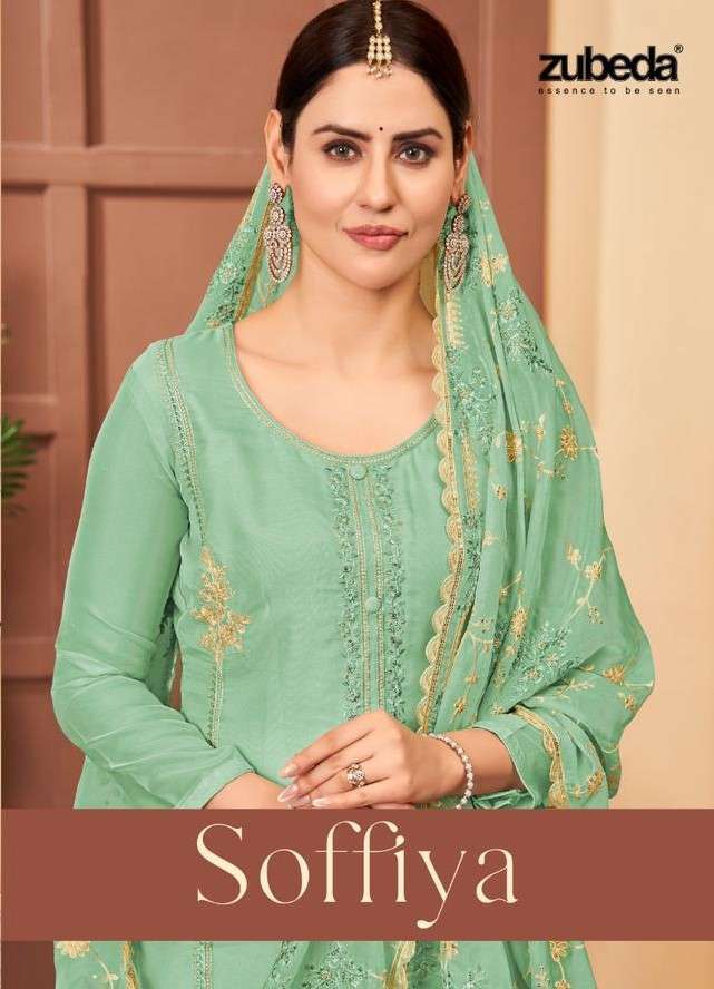 SOFFIYA BY ZUBEDA 1001 TO 1004 SERIES DESIGNER ORGANZA WORK DRESSES
