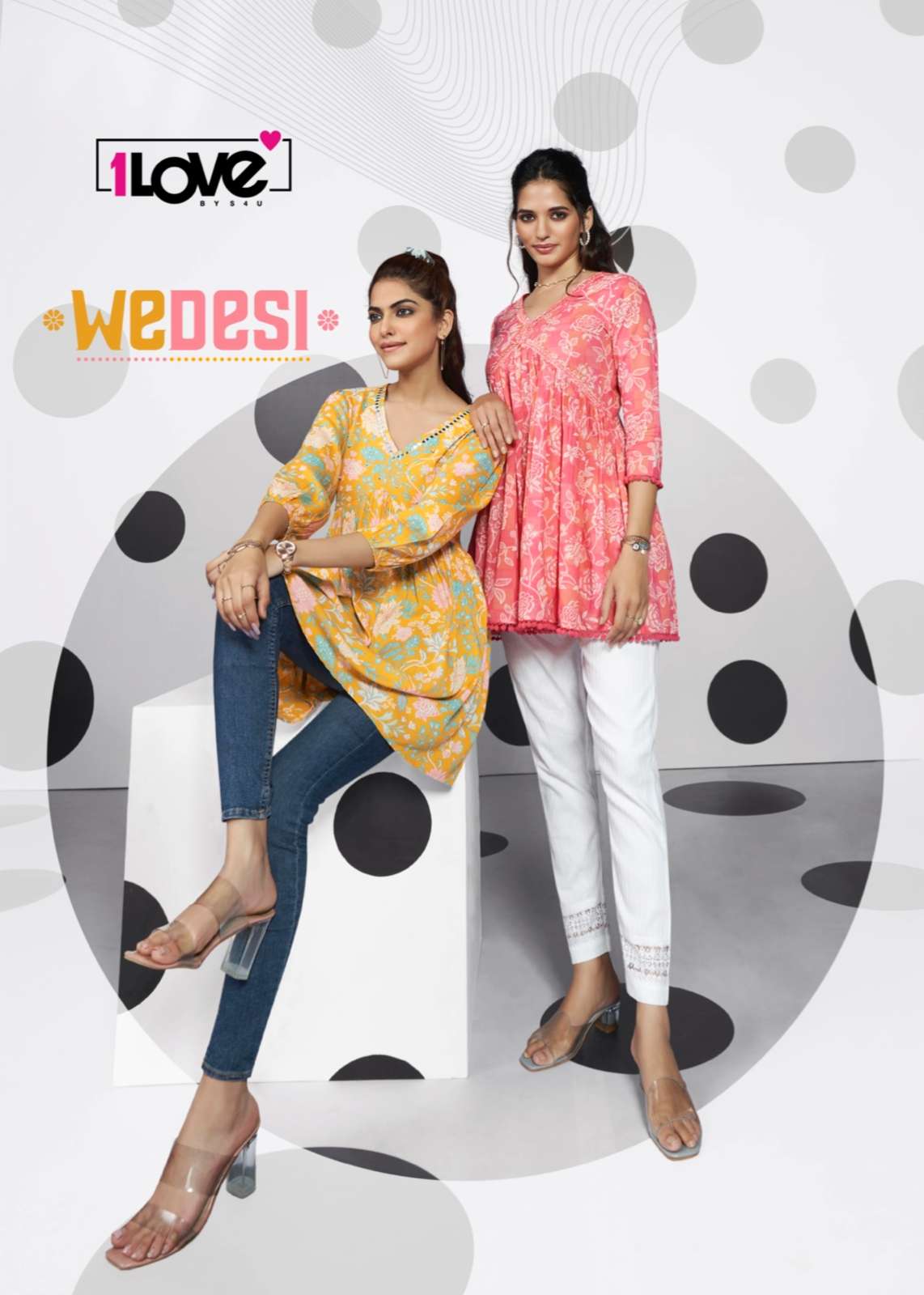 WEDESI BY 1LOVE 01 TO 06 SERIES COTTON RAYON PRINT WORK TOPS