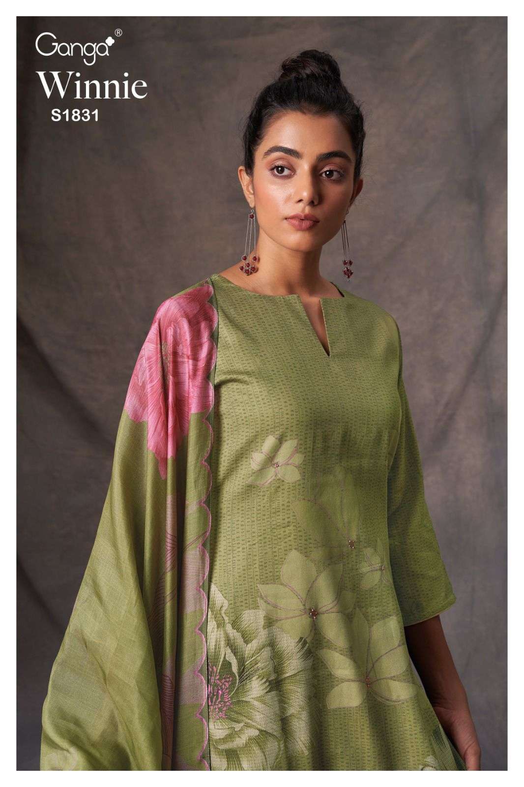 WINNIE BY GANGA FASHIONS 1831-A TO 1831-D SERIES COTTON SILK HAND WORK DRESSES