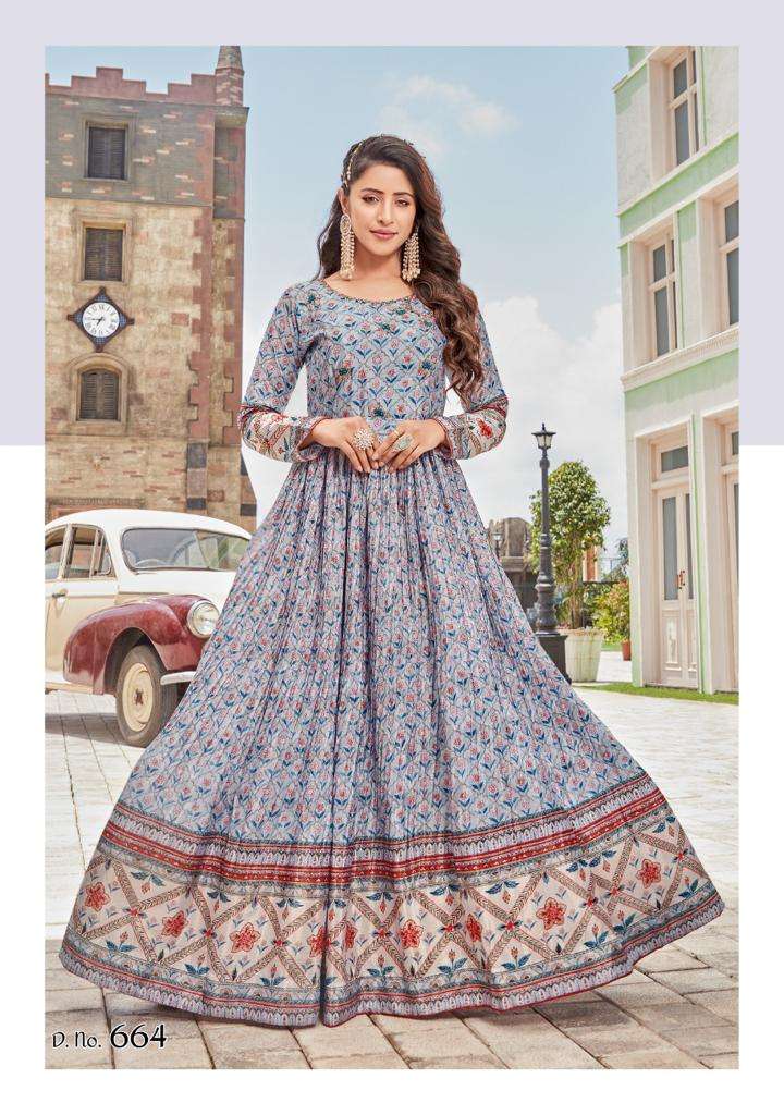 COLORX GOWN VOL-1 BY AQSAWHOLESALE HEAVY CHINON PRINT WORK GOWNS