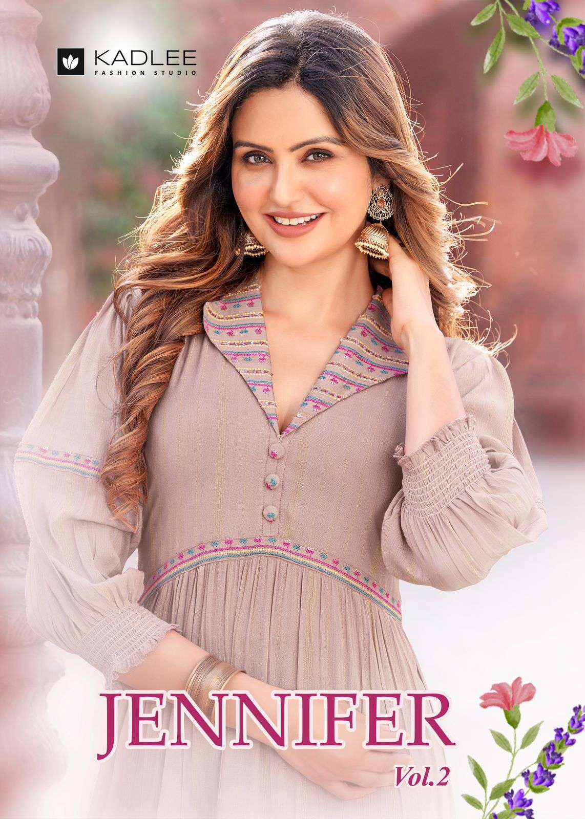 JENNIFER VOL-2 BY KADLEE 6005 TO 6008 SERIES VISCOSE RAYON WORK LONG KURTIS