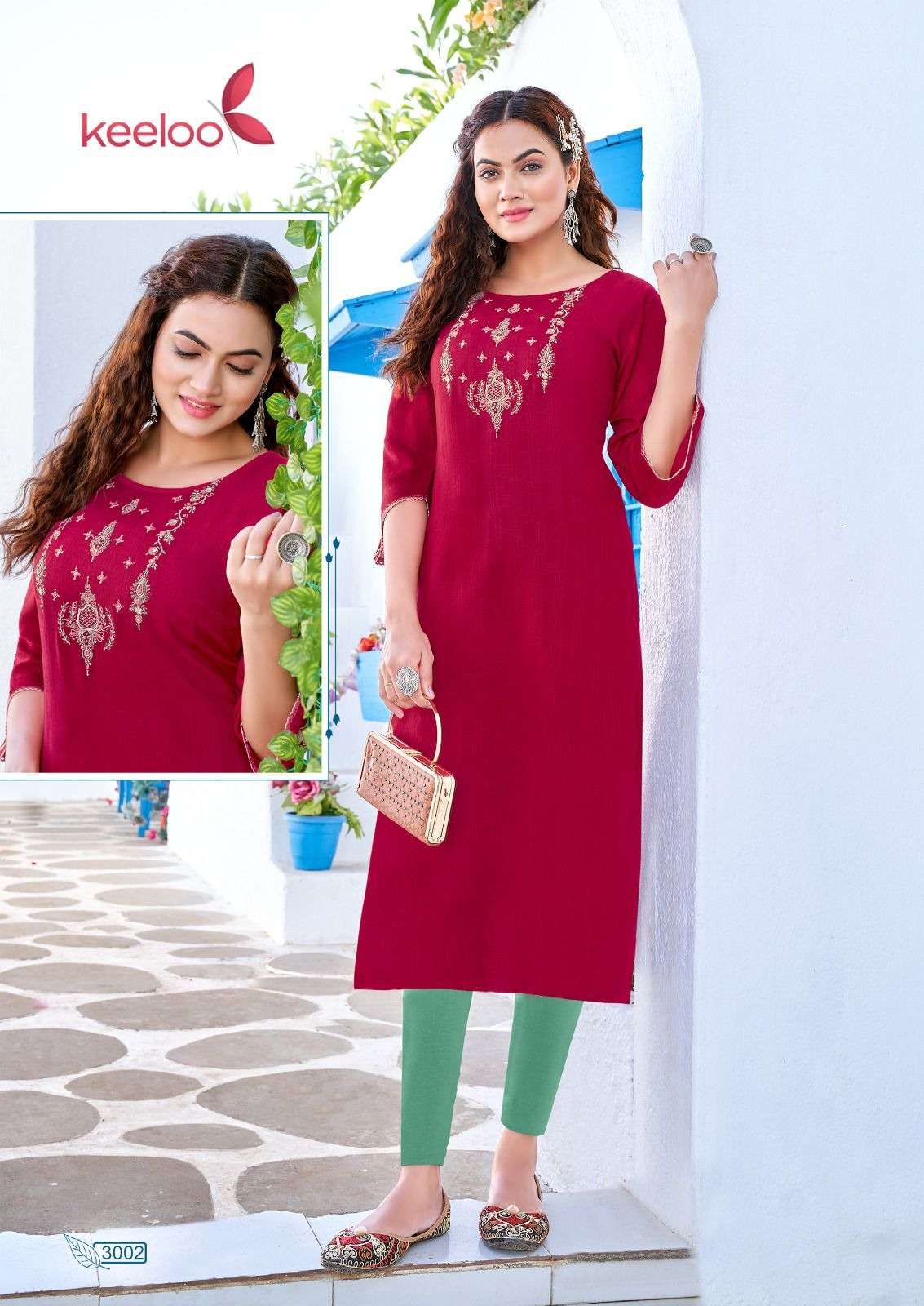 KANIKA VOL-3 BY KEELOO 3001 TO 3006 SERIES RAYON EMBROIDERY WORK KURTIS