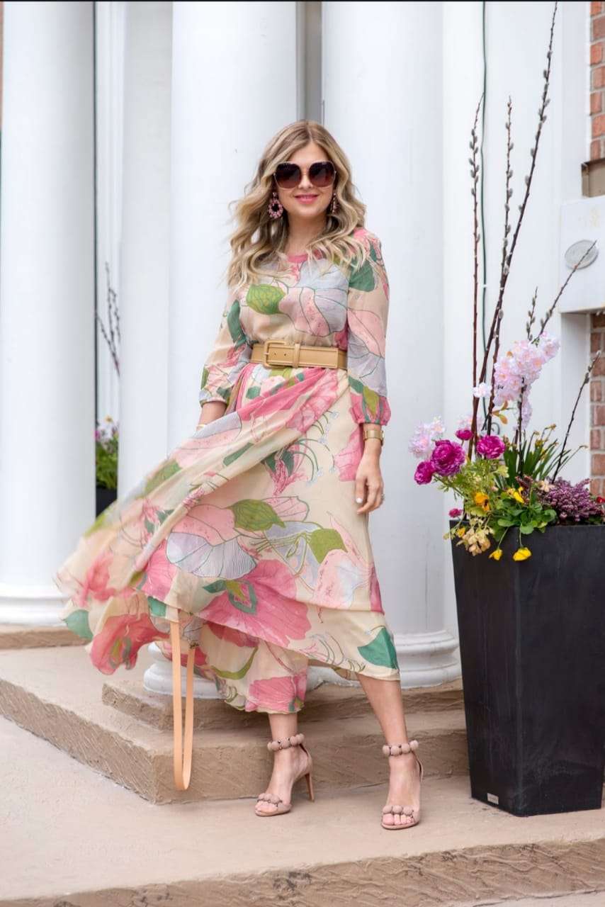 KEEVA BY AQSAWHOLESALE GEORGETTE PRINT WORK KURTI