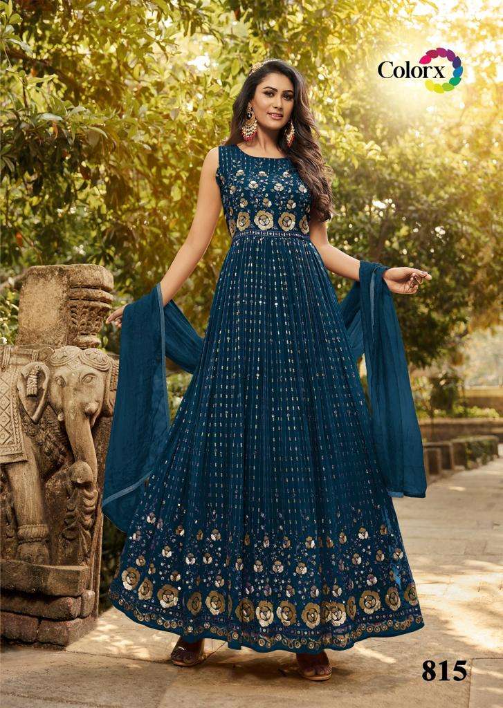 MOHINI BY COLORX 811 TO 817 SERIES FAUX GEORGETTE EMBROIDERY WORK GOWN & DUPATTAS