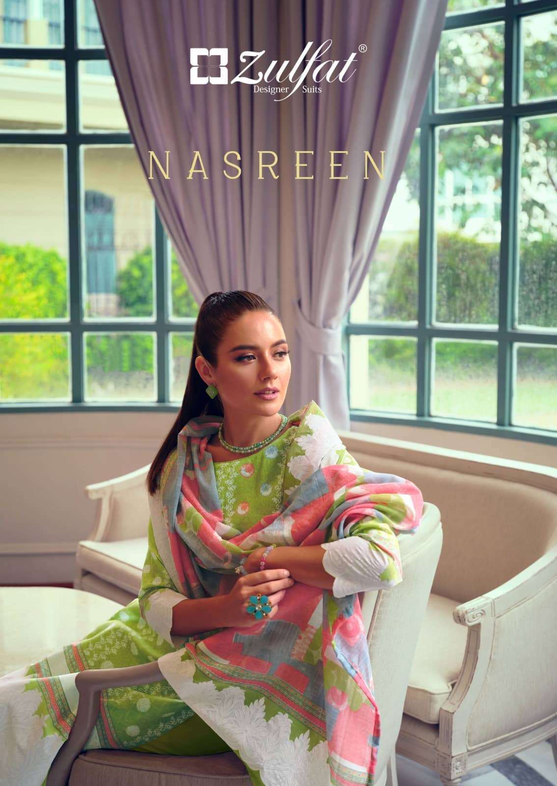 NASREEN BY ZULFAT 503-001 TO 503-010 SERIES COTTON EXCLUSIVE PRINT WORK DRESSES