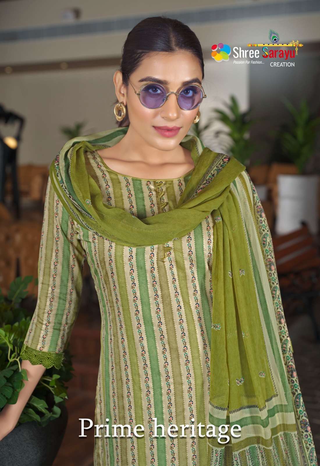 PRIME HERITAGE BY SHREE SARAYU 7409-A TO 7409-D SERIES COTTON PRINT DIAMOND WORK DRESSES