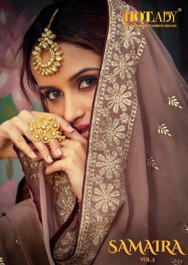 SAMAIRA VOL-2 BY HOTLADY 6191 TO 6197 SERIES GEORGETTE EMBRODIERY SHARARA SUITS