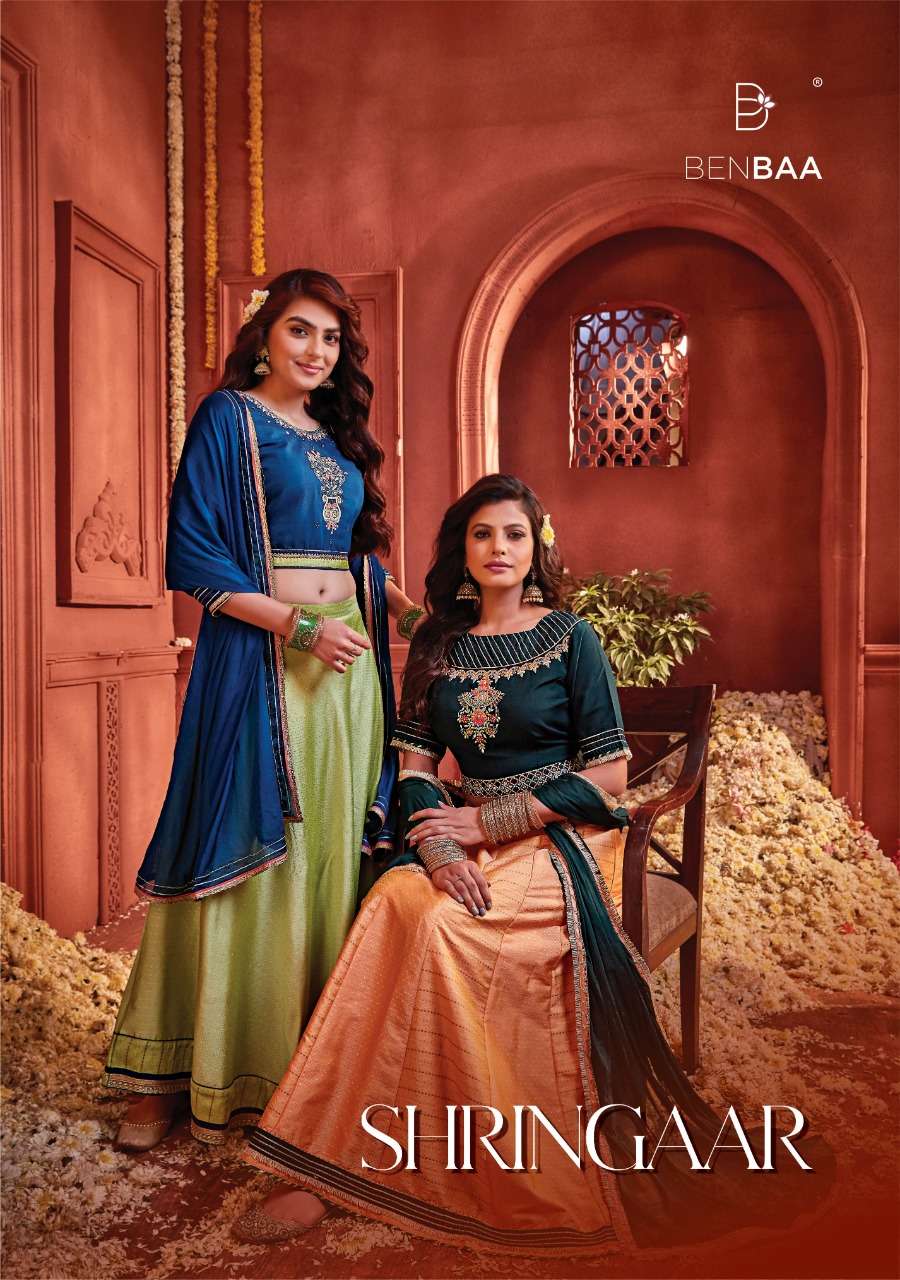 SHRINGAAR BY BENBAA 101 TO 106 SERIES MUSLIN EMBROIDERY WORK READYMADE LEHENGAS