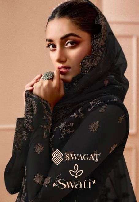 SWATI 3501 TO 3506 SERIES BY SWAGAT BUUTTERFLY NET HEAVY EMBROIDERY DRESSES