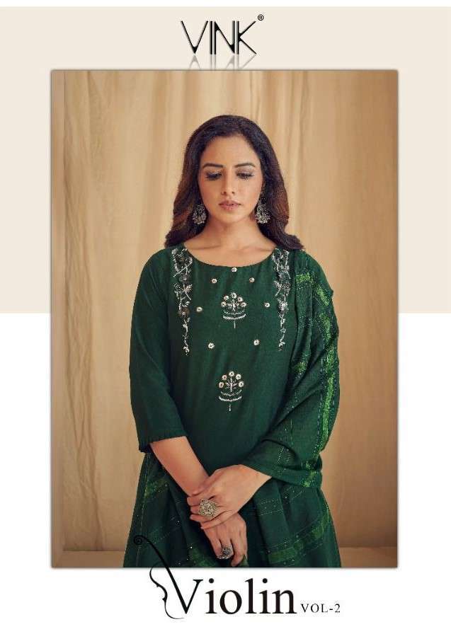 VIOLIN VOL-2 BY VINK 1381 TO 1386 SERIES SILK EMBRODIERY READYMADE SHARARA SUITS
