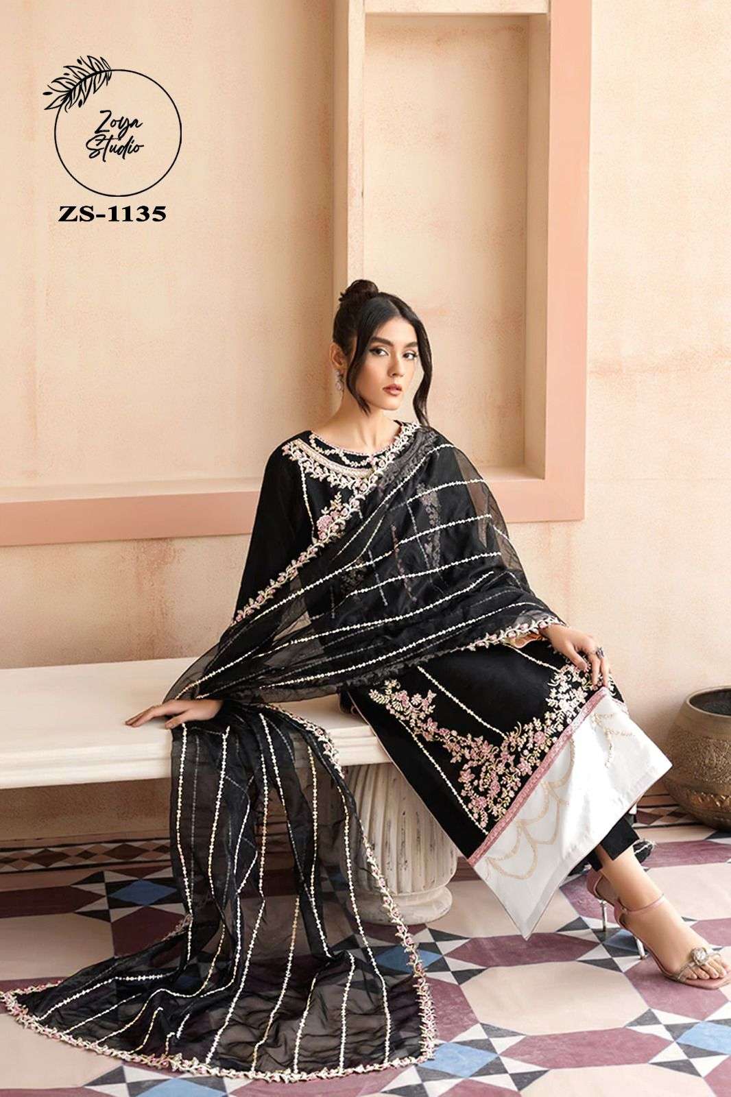 ZS-1135 COLOURS BY ZOYA STUDIO FAUX GEORGETTE EMBROIDERY READYMADE PAKISTANI SUITS