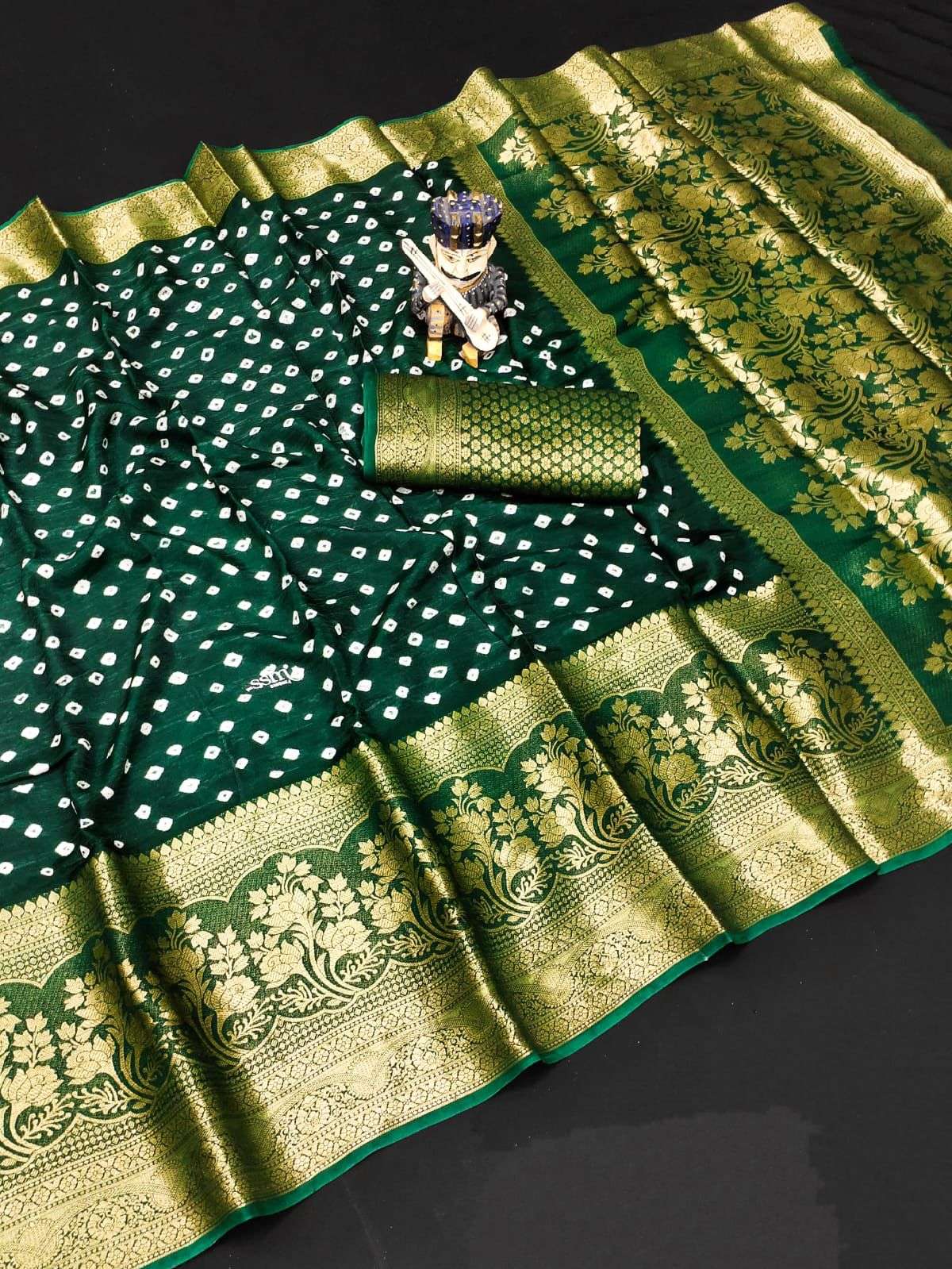 ANJU VOL-1 BY AQSAWHOLESALE PURE KANJIVARAM SILK BANDHEJ PRINT WORK SAREES