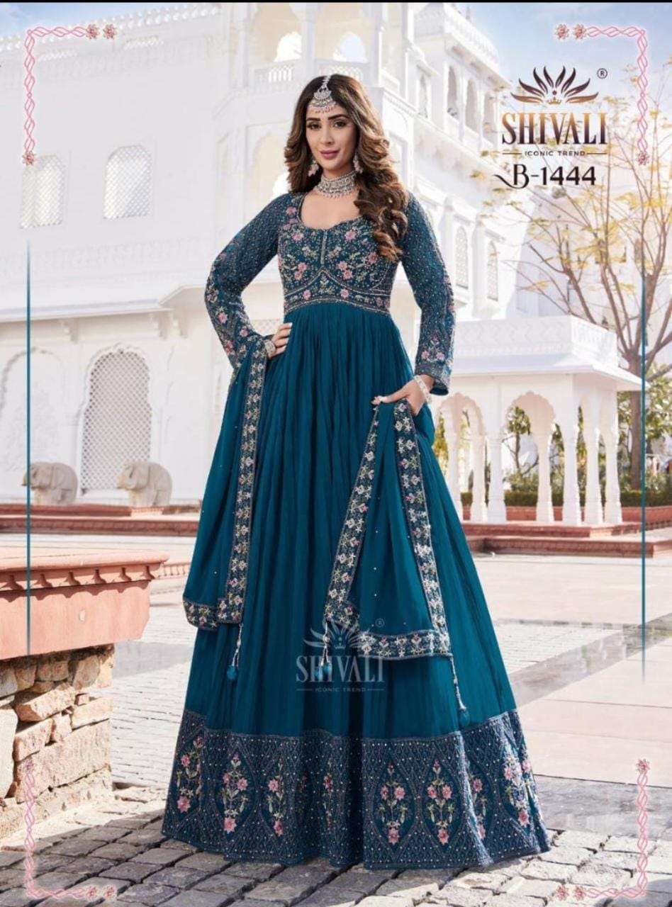 B-1444 HIT DESIGN BY SHIVALI HEAVY FABRIC EMBROIDERY WORK READYMADE ANARKALI DRESS