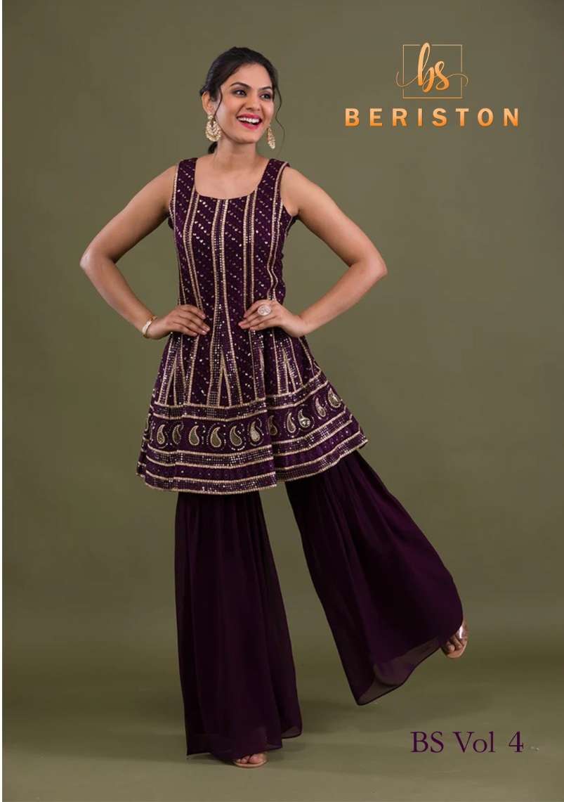 BS VOL-4 BY BERISTON 401 TO 405 SERIES GEORGETTE EMBROIDERY WORK READYMADE DRESSES