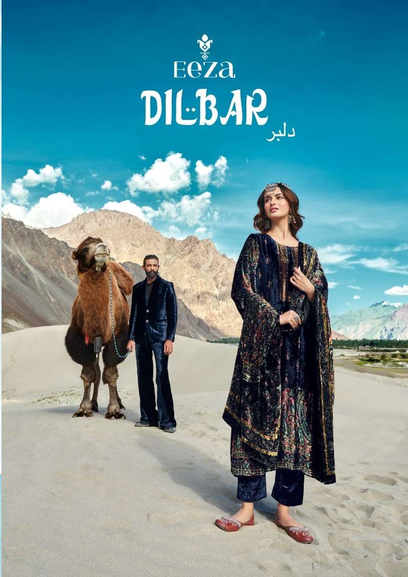 DILBAR BY EEZA 1221 TO 1226 SERIES VISCOSE VELVET PRINT WINTER WEAR DRESSES