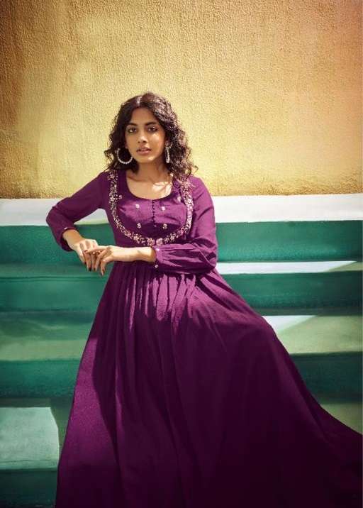 FESTIVA BY 7 PEARLS 1031 TO 1035 SERIES GEORGETTE HEAVY HAND WORK GOWNS
