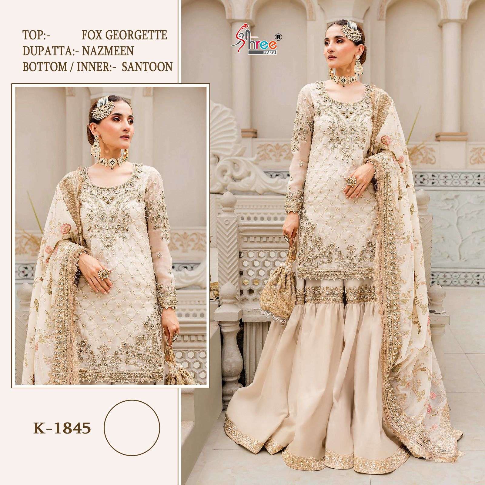 K-1845 HIT DESIGN BY SHREE FABS FAUX GEORGETTE EMBROIDERY WORK PAKISTANI DRESS