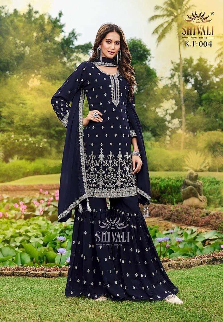 K.T.-1004 HIT DESIGN BY SHIVALI GEORGETTE DIAMOND WORK READYMADE GHARARA SUIT