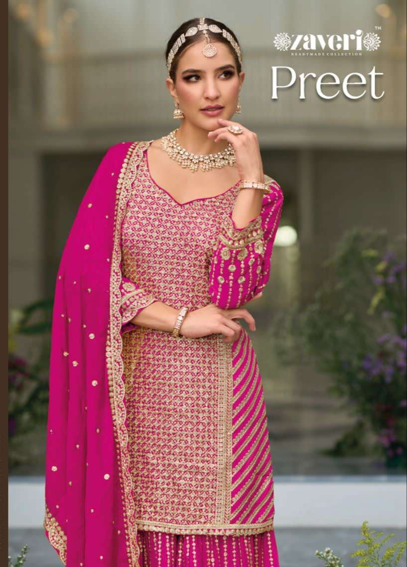 PREET BY ZAVERI 1240 TO 1243 SERIES PREMIUM SILK EMBROIDERY READYMADE DRESSES