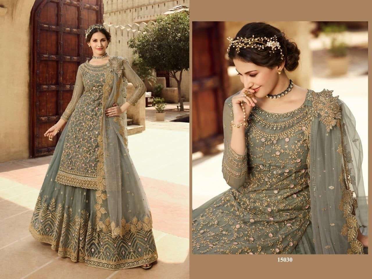 SHAIVI 15030 COLOURS BY AQSAWHOLESALE SOFT NET HEAVY EMBROIDERY WORK DRESSES
