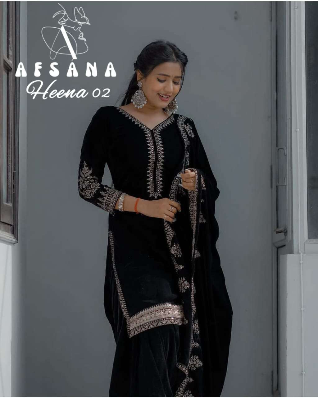 AFSANA HEENA VOL-2 BY AQSAWHOLESALE VELVET EMBROIDERY WORK WINTER WEAR DRESS